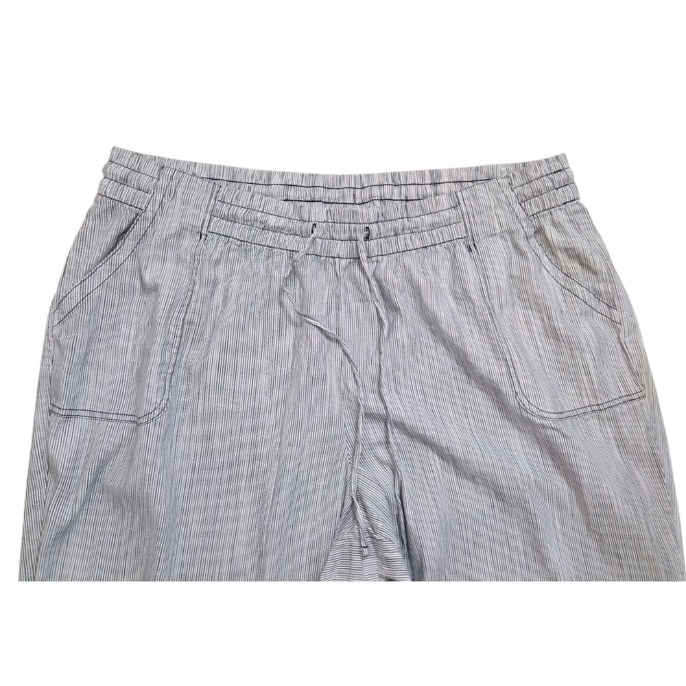 Lane Bryant Pants Women's Size 24 Linen Blend Striped‎ Elastic Waist Wide Leg